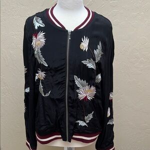NWT Anthropologie Elevenses Solstice Embroidered Bomber Jacket Size XL